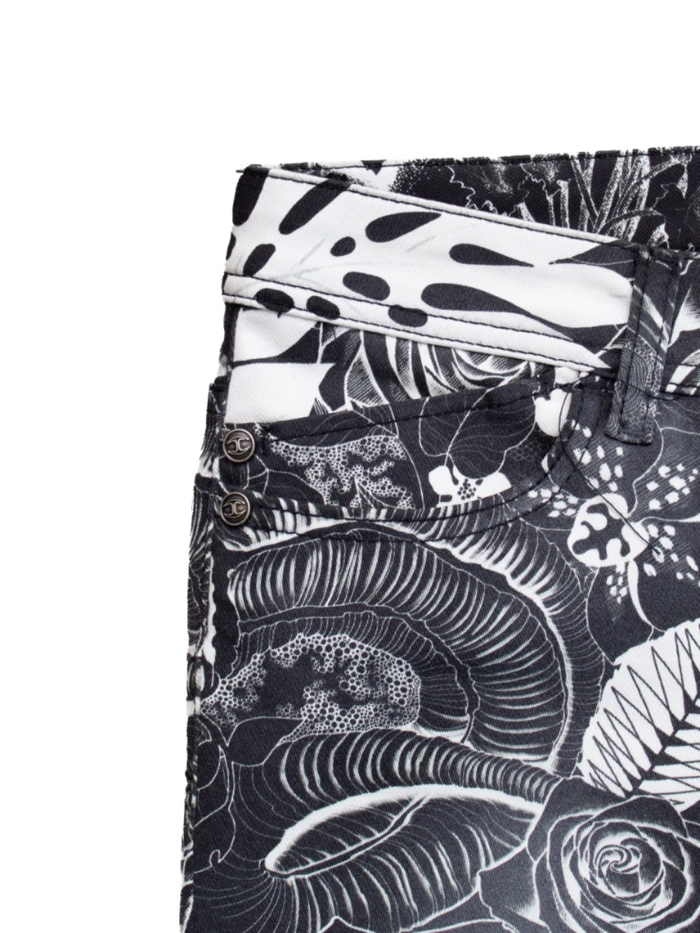 Just Cavalli Luxury Skinny Leg Tiger Print Jeans Black White Size 27 US 4 - Picture 7 of 13